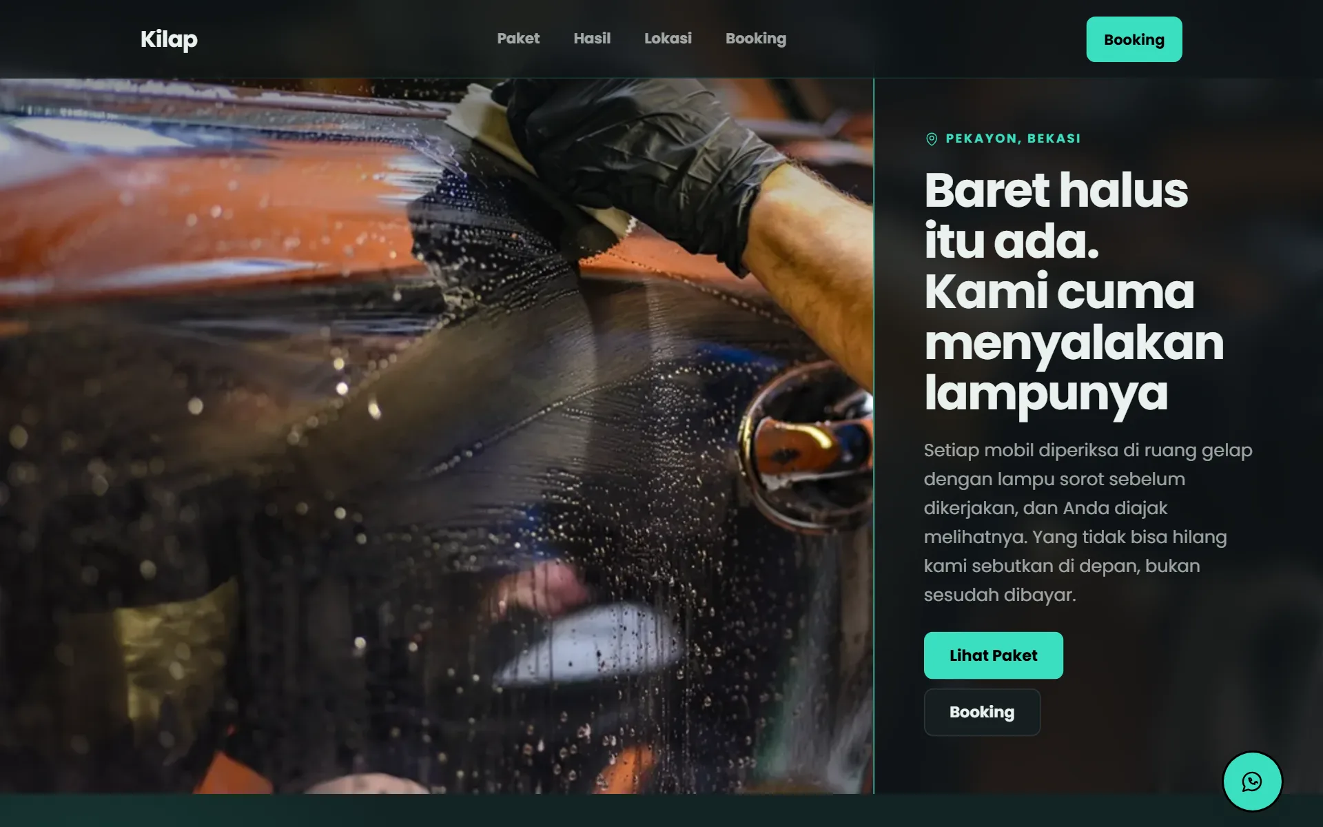 Tampilan desain Cuci Mobil & Detailing di layar komputer