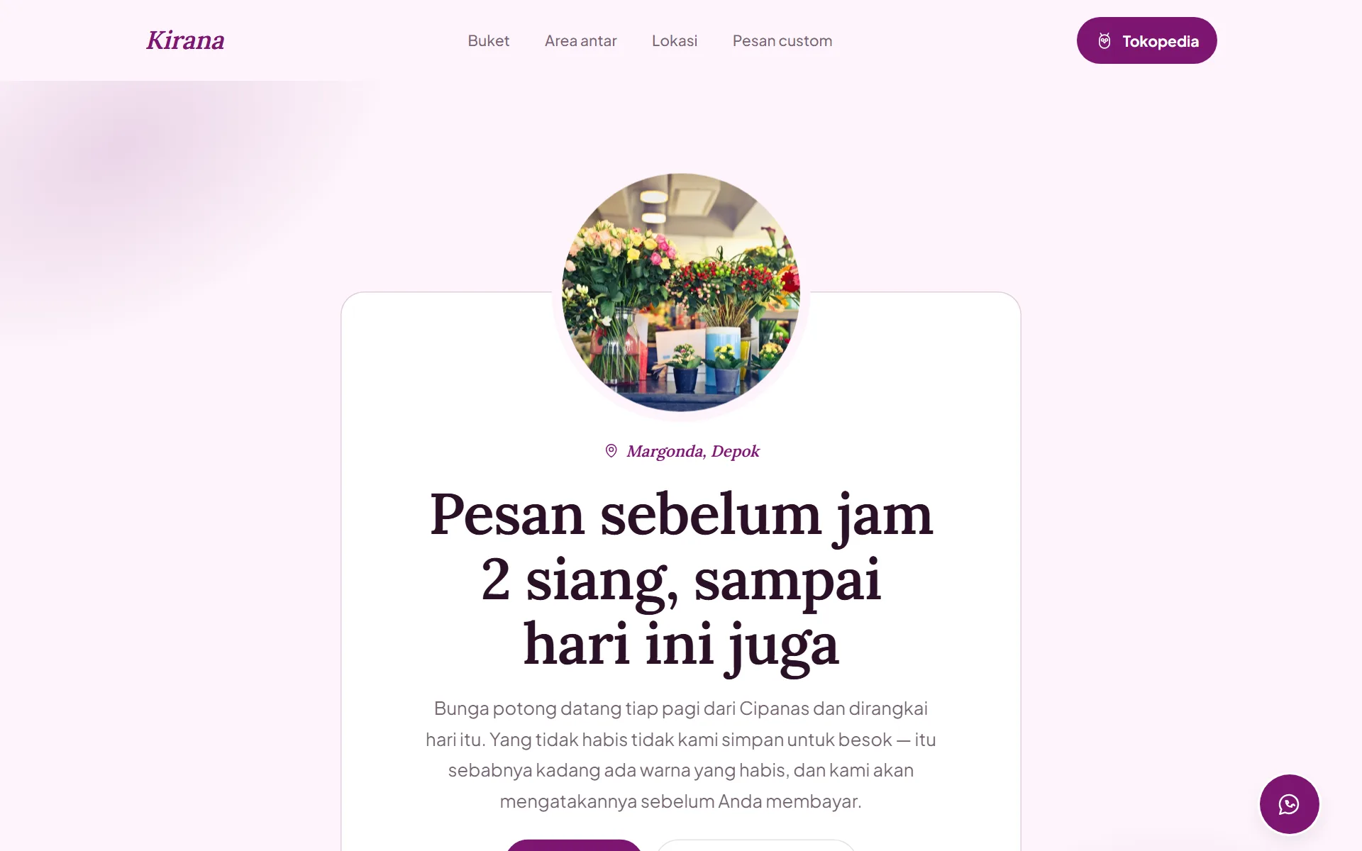Tampilan desain Toko Bunga & Buket di layar komputer