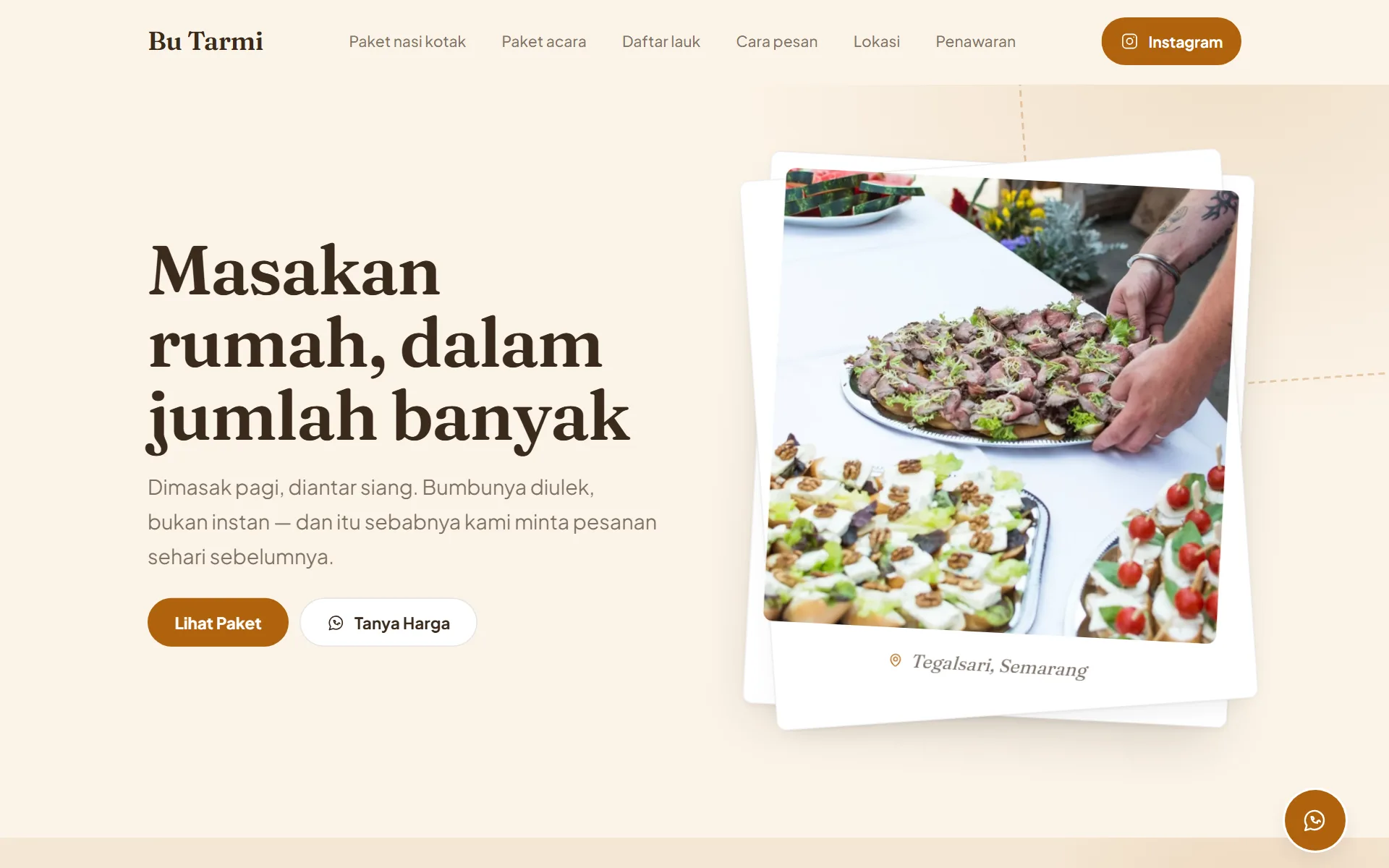 Tampilan desain Katering Rumahan di layar komputer