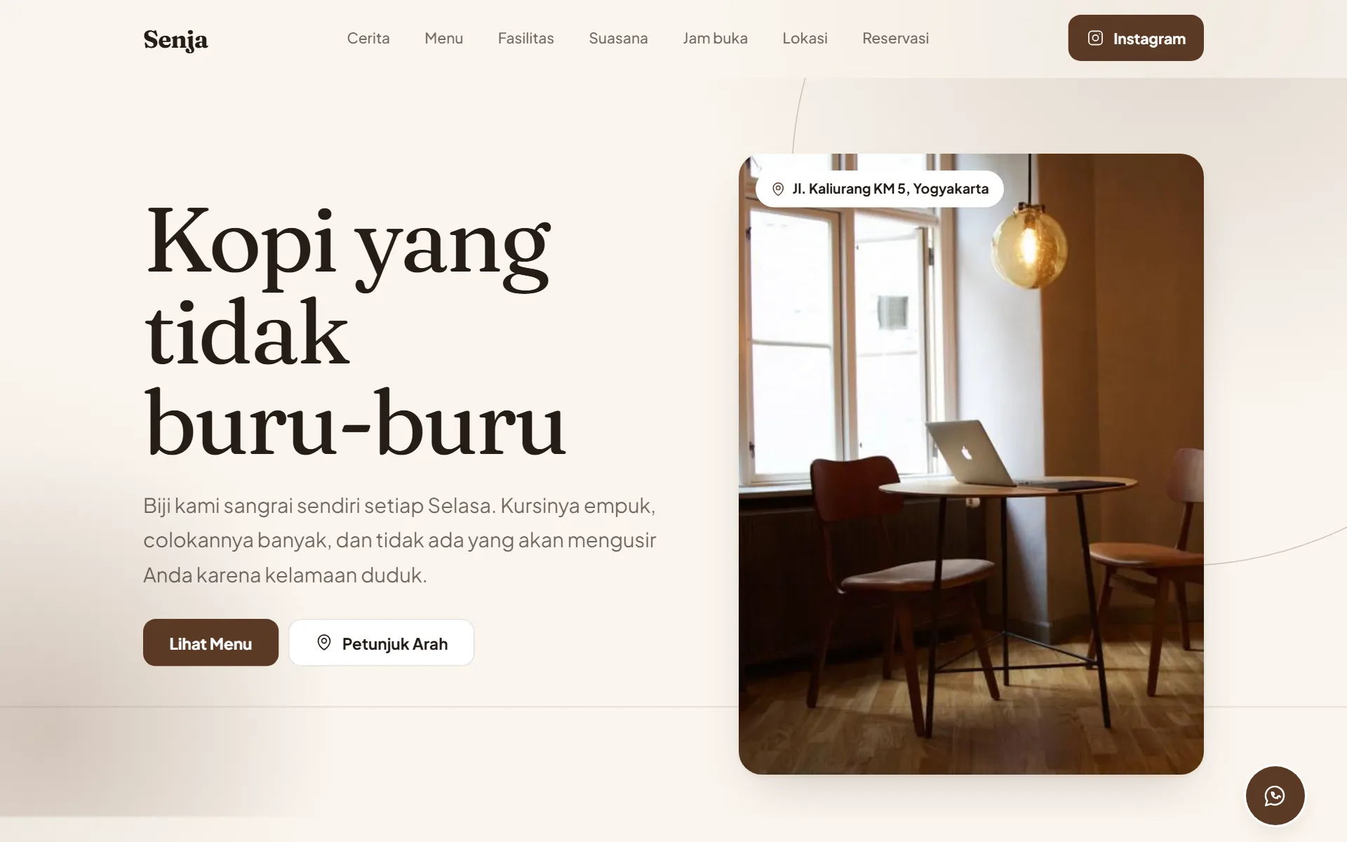 Tampilan desain Kedai Kopi di layar komputer