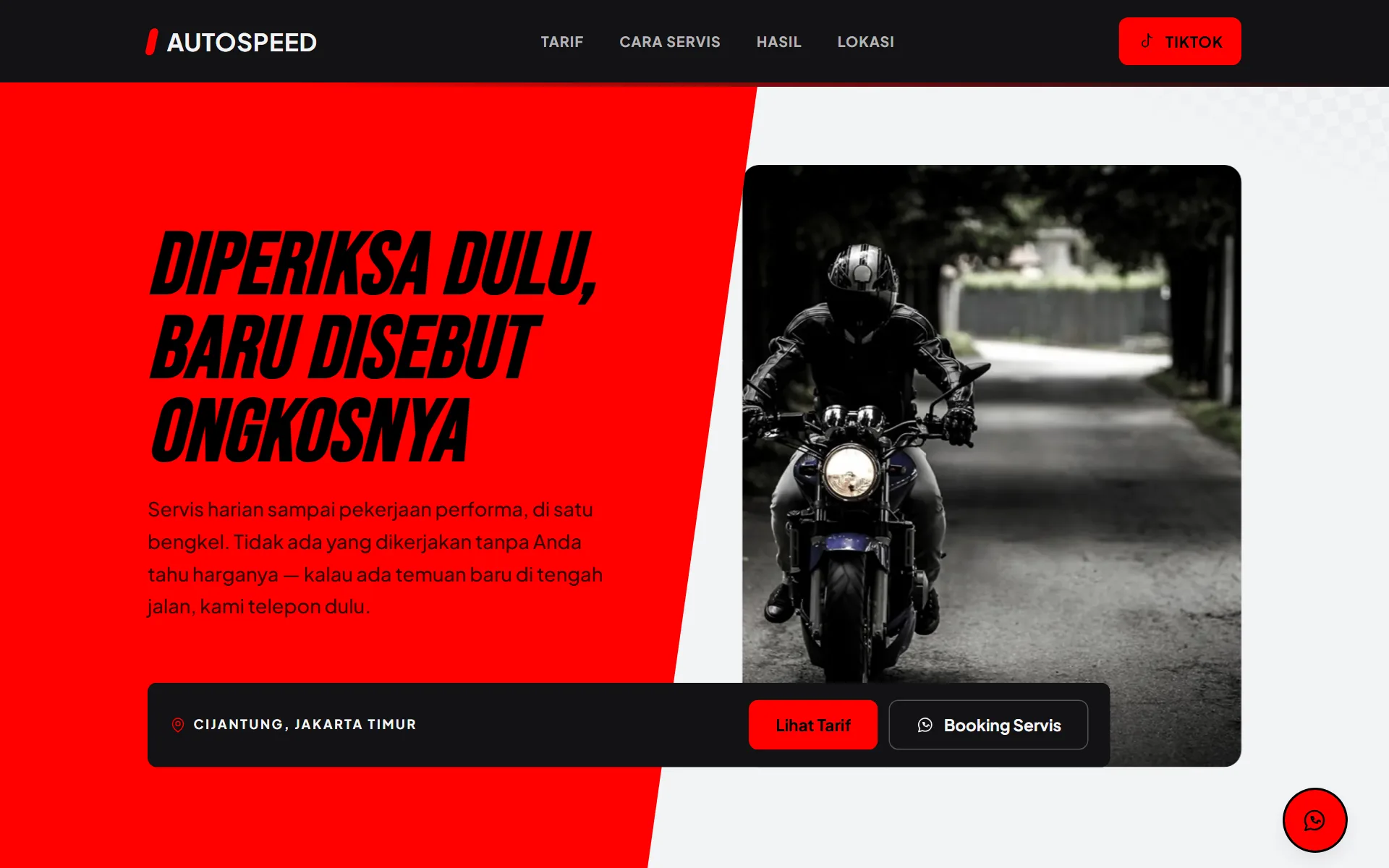 Tampilan desain Bengkel Motor di layar komputer