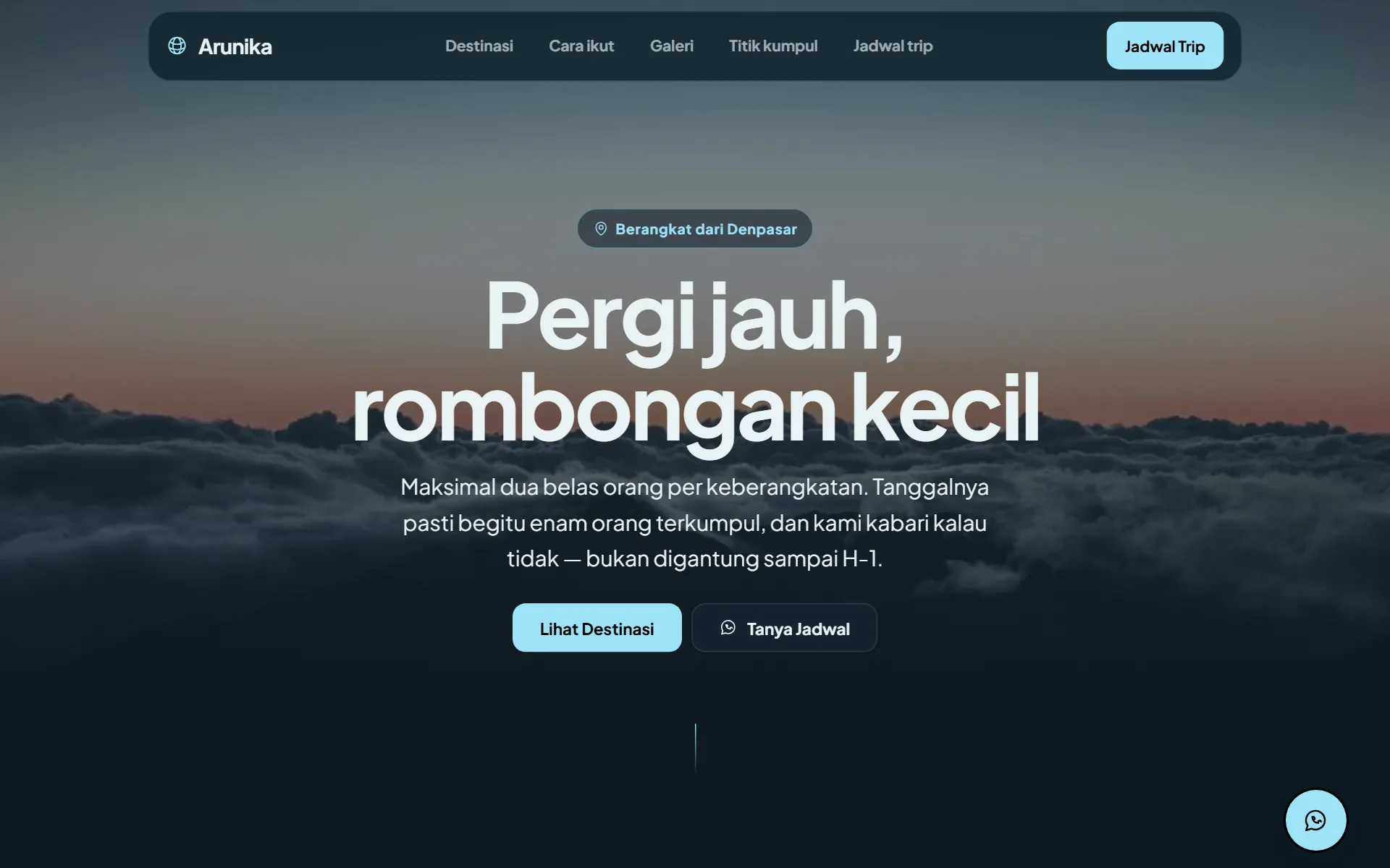 Tampilan desain Travel & Open Trip di layar komputer