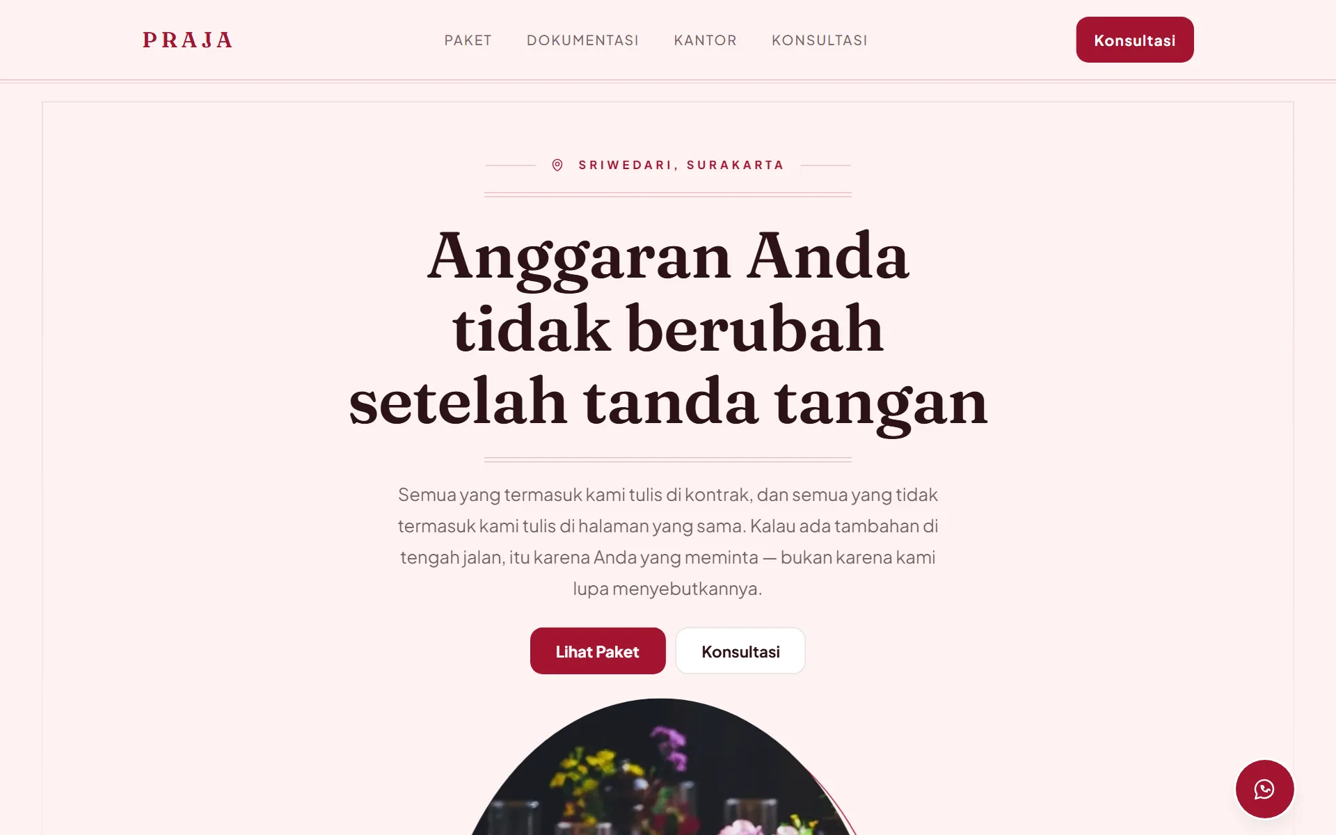 Tampilan desain Wedding & Dekorasi di layar komputer
